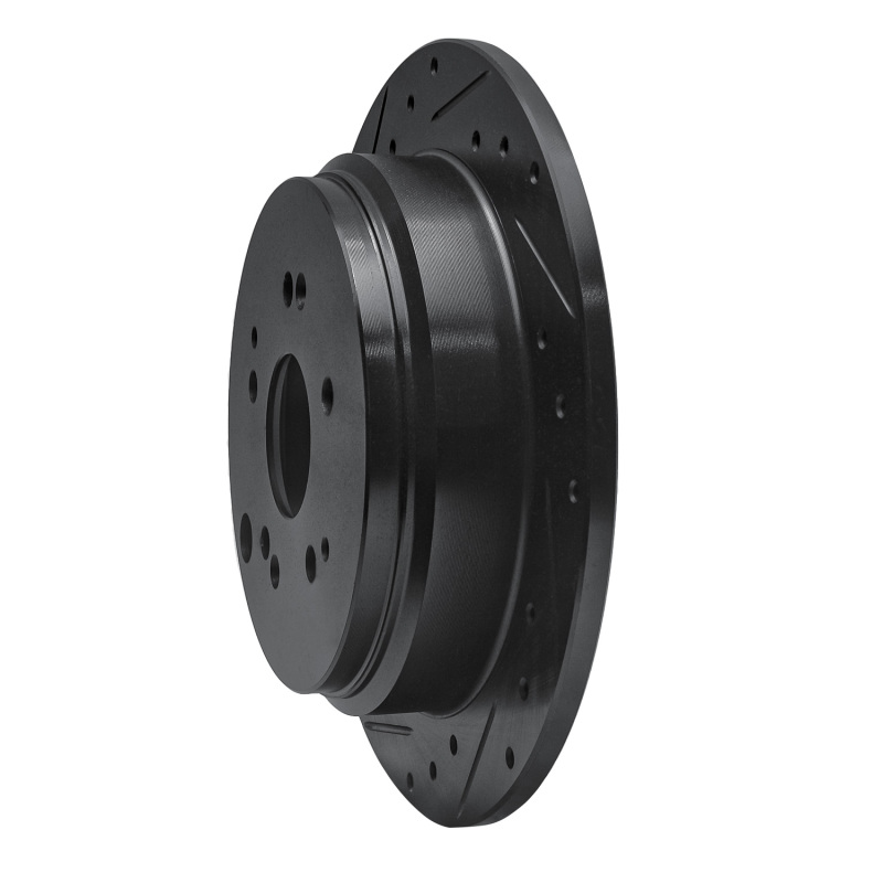 Honda Odyssey Brake Rotor (1) - Rear Left - R1 Concepts - Drilled & Slotted - Black - `02-`04